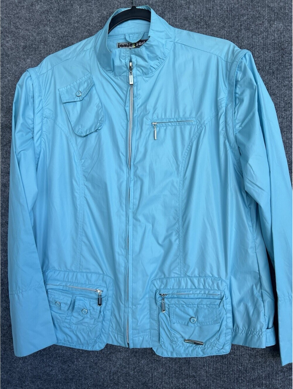 Jamie Sadock Golf Jacket Full Zip Convertible Women Large Pockets Blue Outdoor